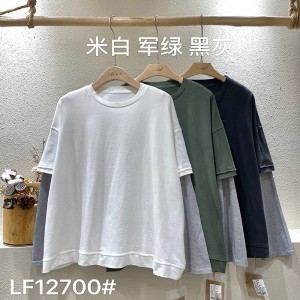 Design flessibile in stile Minimalist Round Collar stile maniche Stitched stile Cassual Solid color cotone e lino sovradimensionato personalizzato 12700 Sweatshirts